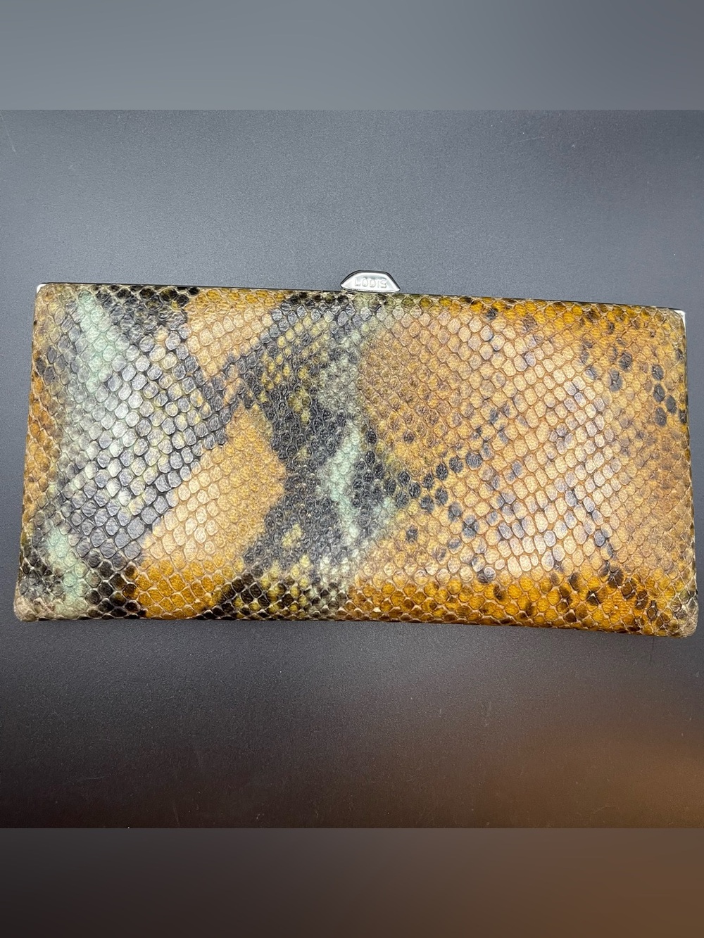 Lodi’s Genuine Snakeskin Python Framed Clutch Wallet